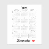 Modern Zwart 2025 Kalender Voljaar Uitzicht Sticker (Vel)