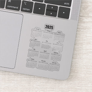 Modern Zwart 2025 Kalender Voljaar Uitzicht Sticker