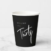 Modern Zwart 30e Dertigste verjaardagsfeestje Papieren Bekers (Achterkant)