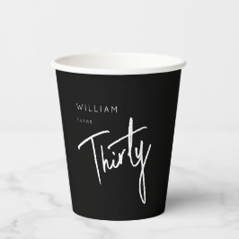 Modern Zwart 30e Dertigste verjaardagsfeestje Papieren Bekers