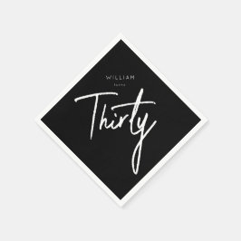 Modern Zwart 30e Dertigste verjaardagsfeestje Servet
