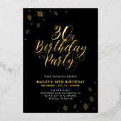 Modern Zwart 30ste verjaardagsfeestje Echt Folie Uitnodiging (Voorkant)