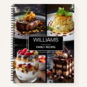 Modern zwart 4 foto gepersonaliseerde familie rece notitieboek (Voorkant)