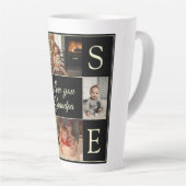 Modern Zwart 4 Foto Monogrammed Love You Opa Latte Mok (Rechterhoek)