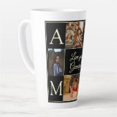 Modern Zwart 4 Foto Monogrammed Love You Opa Latte Mok (Linkerhoek)