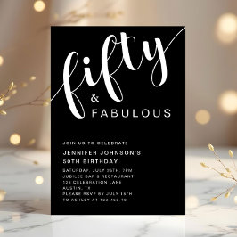 Modern zwart 50 en fantastische 50e verjaardag kaart