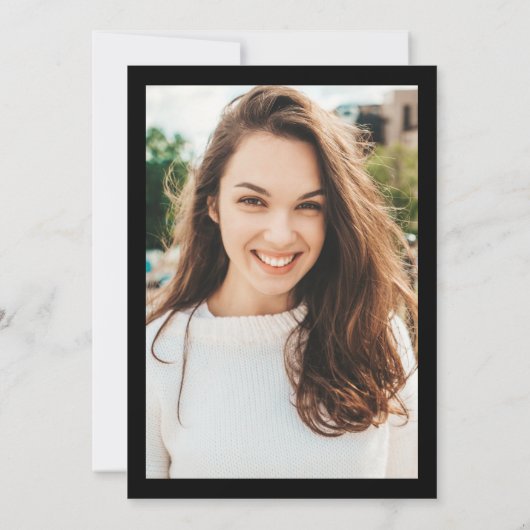 Modern zwart 5-fotoraster afstuderen kaart (Achterkant)