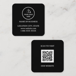 Modern zwart aangepast logo en QR-code Vierkante Visitekaartje