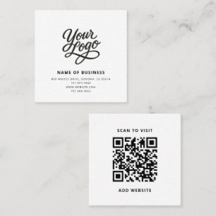 Modern zwart aangepast logo en QR-code Vierkante Visitekaartje