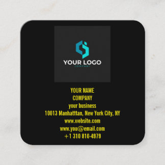 Modern zwart aangepast logo en QR-code Vierkante Visitekaartje