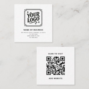 Modern zwart aangepast logo en QR-code Vierkante Visitekaartje