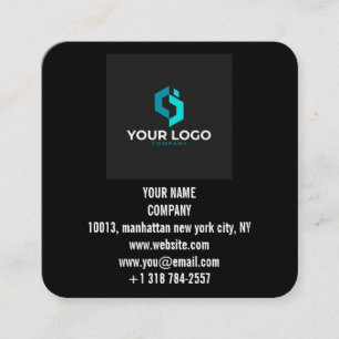 Modern zwart aangepast logo en QR-code Vierkante Visitekaartje
