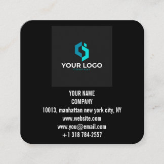 Modern zwart aangepast logo en QR-code Vierkante Visitekaartje