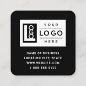 Modern zwart aangepast logo en QR-code Vierkante Visitekaartje (Voorkant)