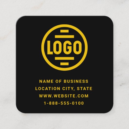 Modern zwart aangepast logo en QR-code vierkante z Visitekaartje (Voorkant)