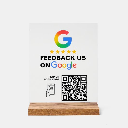 Modern zwart aangepast logo QR-code beoordeling bo Acryl Bord (Voorkant)