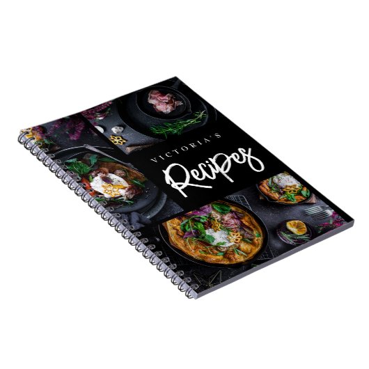 Modern zwart aangepaste foto recept notitieboek (Rechterzijde)