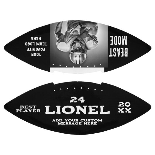 Modern Zwart Aangepaste Naam Tekst Fotospeler Numm American Football (Panelen)