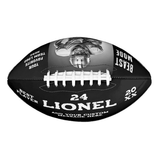 Modern Zwart Aangepaste Naam Tekst Fotospeler Numm American Football (Voorkant)