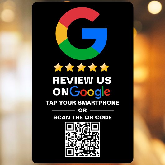 Modern Zwart Aangepaste QR-code Google Review Raamsticker