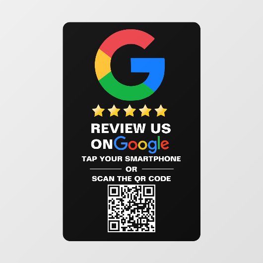 Modern Zwart Aangepaste QR-code Google Review Raamsticker (Vel)