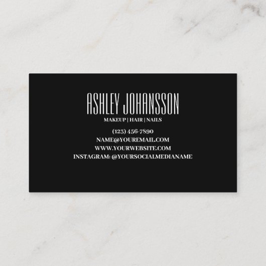 Modern Zwart Abstract Brush Stroke Artistic Trendy Visitekaartje (Achterkant)