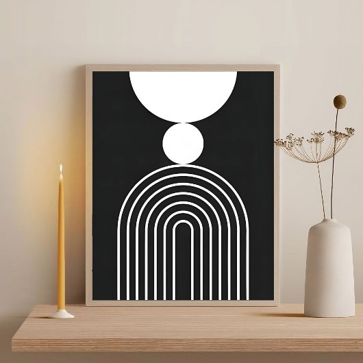Modern Zwart Abstract Elegant Geometrisch Minimali Poster