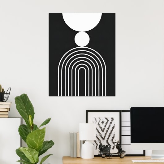 Modern Zwart Abstract Elegant Geometrisch Minimali Poster (Thuiskantoor)