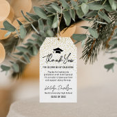 Modern zwart Afstuderen Dank u gouden Confetti Cadeaulabel