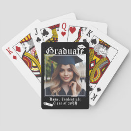 Modern Zwart Afstuderen Foto Afstuderen Cap Diplom Pokerkaarten