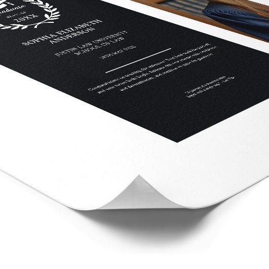 Modern zwart Afstuderen foto prestatie Lijst Poster (Hoek)