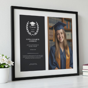 Modern zwart Afstuderen foto prestatie Lijst Poster