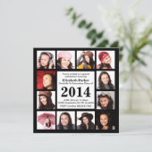 Modern zwart Afstuderen met 12 foto's Kaart (Staand voorkant)