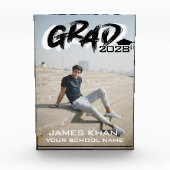 Modern zwart Afstuderen penseelscript Fotoblokken (Voorkant)