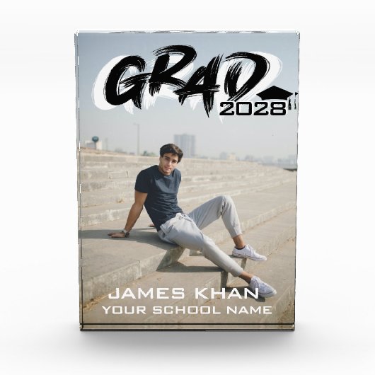 Modern zwart Afstuderen penseelscript Fotoblokken (Voorkant)