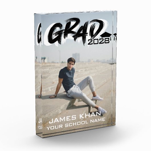 Modern zwart Afstuderen penseelscript Fotoblokken (Links)