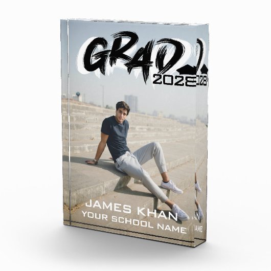 Modern zwart Afstuderen penseelscript Fotoblokken (Rechts)