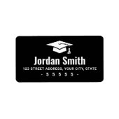 Modern zwart afstuderen pet retouradres etiket (Voorkant)