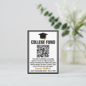 Modern Zwart Afstuderen Photo College Fund QR-code Informatiekaartje (Staand voorkant)