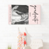 Modern zwart Afstuderen script met Photo Blush Spandoek (Insitu)