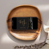 Modern Zwart Agaat Goud Donker Bruiloft Dank u Kaart