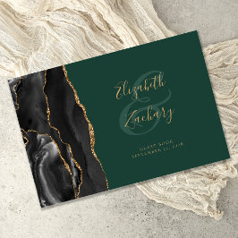 Modern Zwart Agaat Goud Script Emerald Groen Gastenboek
