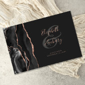Modern Zwart Agaat Roos Goud Script Dark Gastenboek