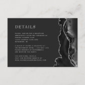 Modern Zwart Agaat Zilver Donker Bruiloft Details Informatiekaartje (Voorkant)