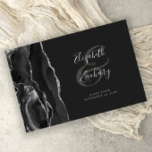Modern zwart agaat zilver script donker gastenboek