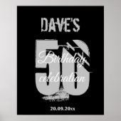 Modern Zwart Any Age 50 Verjaardag Welkom Achtergr Poster (Voorkant)