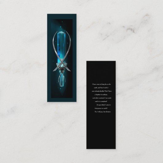 Modern zwart aquamarijn kristal Bladwijzer Mini Visitekaartje (Voorkant / Achterkant)