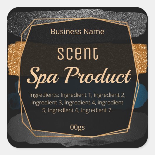 Modern Zwart Bad Bomb Body Scrub Soak Zeep Label (Voorkant)