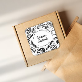 Modern Zwart Bakkerij Border Keuken Cookie Labels