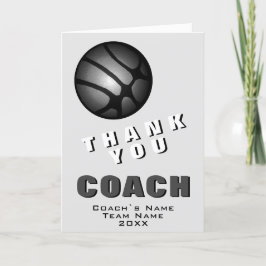 Modern Zwart Basketbal Dank je Coach Bedankkaart